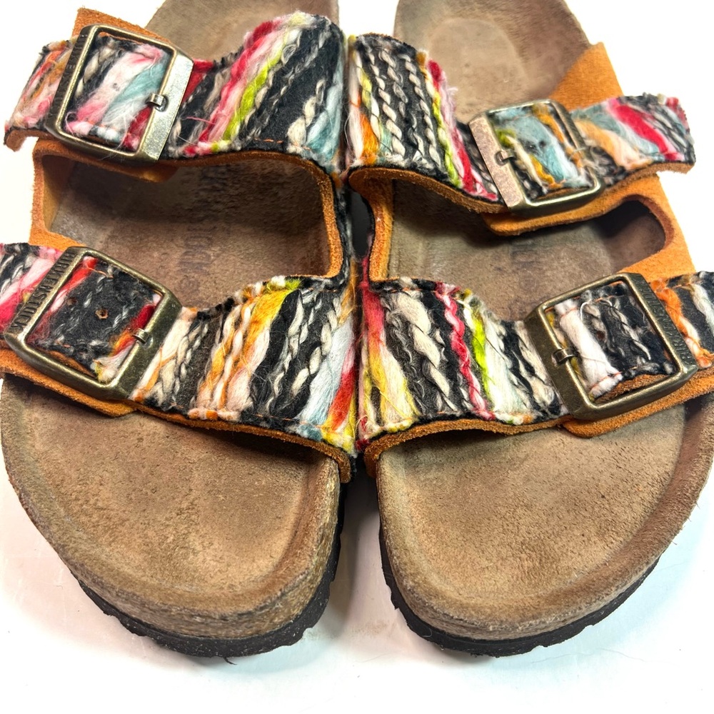 RARE Birkenstock Multicolored Yarn Arizona Sandals Size EU 37 - Picture 15 of 16